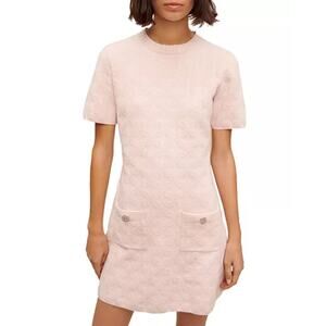 Maje Riviere Logo Knit Dress Textured Women Pink Size 38